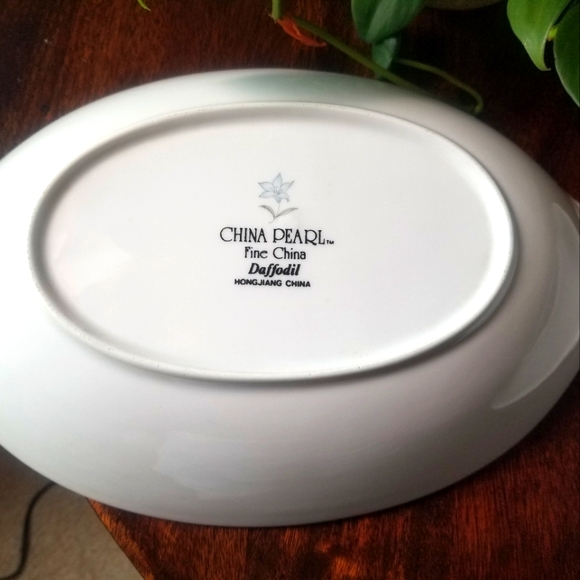 Vintage China Pearl Fine China Daffodil Serving Platter & Bowl - Picture 8 of 8